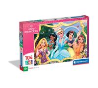 Clementoni - Puzzle per Bambini 104 Pezzi Supercolor, per Bambini 6+ Anni, Illustrazione con Personaggi Principesse Disney, Idea Regalo, Made in Italy, 38x27 cm, 25058