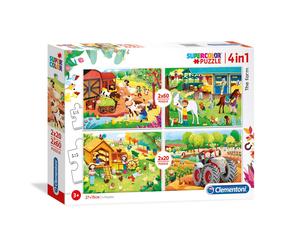 Clementoni SuperColor 4 in 1 The Farm 2 x 20 + 2 x 60 pezzi - Puzzle