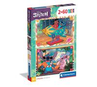 Clementoni - Puzzle per Bambini 2x60 Pezzi Supercolor, per Bambini 4+ Anni, Illustrazione Disney Stitch, Idea Regalo, Made in Italy, 27x19 cm, 24822