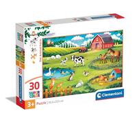 Clementoni - Supercolor The Farm-30 stukjes kinderen 3 jaar, puzzel dieren, afbe