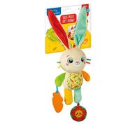 Clementoni Baby - Easy-Peasy Soft Bunny, Peluche da Viaggio Bambini 0+ Mesi, Sonaglino Frusciante con Pendente Mordicchioso, Pinza per Passeggino E Auto, Lavabile in Lavatrice, 17622