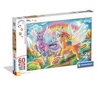 Clementoni - Unicorn Magic Realm Supercolor Puzzle - Puzzle per bambini da 60 pezzi grandi Maxi con illustrazione di unicorni alati e castello magico, dai 4 anni - 26320
