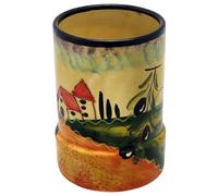Cleminson Pentola portautensili in ceramica dipinta a mano, tema Toscana o Picasso, prodotto in Spagna, porta utensili, decorazione da cucina, organizer per cucchiai, posate, spazzole (tema fattoria