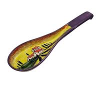 Cleminson Poggiamestolo in ceramica spagnola, dipinto a mano, design in stile casale toscano o Picasso, supporto da cucina per spatole, cucchiai, pinze, mestoli, piatto per bustine di tè (tema toscano