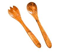 Cleminson Posate da Insalata Legno d'ulivo 31 cm | Pinze per Utensili con Cucchiaio e forchetta in Legno | Cucina per la Cena con miscelazione della Pasta