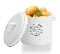 Cleminsta Contenitore Porta Patate, Cipolle e Aglio, Porta Patate da Cucina, Contenitori per Patate con Coperchio e Prese d'aria, Secchio di Stoccaggio Barattoli Verdure (Bianco)