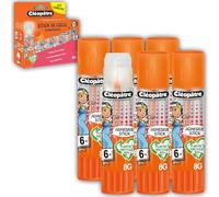 CLEOPATRE - Confezione da 6 bastoncini di colla trasparente, adesivo in plastica riciclata, formato 8 gr