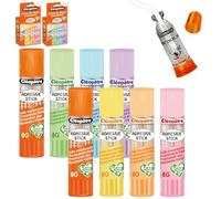 CLEOPATRE - Set di 8 bastoncini pastello di colla trasparente adesiva in formato 8 g + rullo correttore bianco a nastro 6 m - senza solventi - Fornitura scolastica