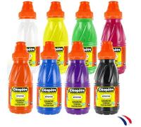 CLEOPATRE - Set di 8 bottiglie di vernice a guazzo, 250 ml, colori assortiti lavabili - scuola e tempo libero creativo per bambini
