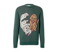 Cleptomanicx Pullover 'Cat & Dog' azzurro / marrone / abete / bianco Uomo Cleptomanicx L