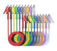 Cleqee 10 morsetti a coccodrillo, cavo di prova con due estremità, cavo a coccodrillo con clip isolanti, test cavi in rame flessibile per test elettrici, 3,3 ft/1 m