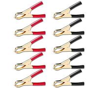 Cleqee Confezione da 10 morsetti isolati a coccodrillo nero e rosso per batterie per auto caricate, per la ricarica, per test elettrici