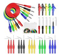 Cleqee Kit sonda posteriore da 30 pezzi, spina a banana a coccodrillo in rame, set di cavi per test automobilistici con clip a coccodrillo, sonde per piercing a filo, diagnostica, 5 colori