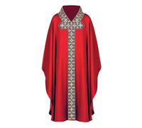 Clero Sacerdote Robe da Uomo Retro Vestito da preghiera Lungo Sacerdotale Celebrant Chasuble Chiesa Padre Tunica Tradizionale Cappotti Cattolici Ramadan Abbigliamento Cosplay Travestimento, O rosso
