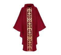 Clero Sacerdote Robe Unisex Cappotti cattolici Abiti musulmani Celebrant Chasuble Chiesa Padre Lituurgici Sacerdotale Sacerdotale Battesimo Comunione Matrimonio, Colore: rosso, Taglia unica