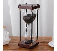 Clessidra 30 Minuti, Clessidra Hourglass Timer Clessidra Decorativa in Vetro con Supporti Laterali Dorati, Decorazione a Clessidra in Legno per Casa, Scrivania, Ufficio (Nero)
