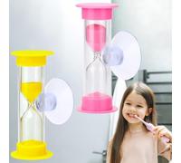 Clessidra Bambini, 2 Pezzi Timer a Clessidra 2 Minuti 3 Minuti con Ventosa, Clessidre Colorato Orologio da Sabbia Timer per Cucina, Lavarsi i Denti, Apprendimento, Gli Sport e i Giochi (Rosa, Giallo)