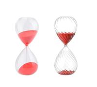 clessidra, decorazione a clessidra, Clessidra in vetro sabbiato 2 pezzi timer multicolore da 5 minuti 5x12, cm for la decorazione di casa e ufficio(Red)