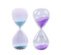 clessidra, decorazione a clessidra, Clessidra in vetro sabbiato 2 pezzi timer multicolore da 5 minuti 5x12, cm for la decorazione di casa e ufficio(Blue and Purple)