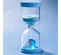 Clessidra in plastica anti-rottura da 3 minuti, clessidra colorata per bambini con delfino in blu macaron, timer per la pulizia dei denti per bambini, time-timer per la quotidianità dei bambini