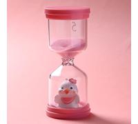 Clessidra in Plastica Infrangibile da 5 Minuti per Bambini - Timer Colorato con Anatroccolo Rosa Macaron per L'apprendimento, la Cucina, il Tempo di Gioco
