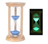 Clessidra in vetro, Clessidra in legno, Clessidra colorata da dieci minuti, Clessidra luminosa 13,5 cm x 7,5 cm, Si illumina di notte, Timer clessidra, Decorazione da tavolo, Adatto per cucinare.