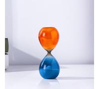 Clessidra in vetro soffiato a mano da 15 minuti, in vetro bicolore retrò, decorazione da scrivania, per casa, cucina e ufficio (S - 15 minuti)