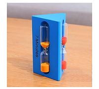 clessidra, Mini clessidra in legno da 3+5+7 minuti, forma triangolare, decorazione creativa con sabbia, piccoli ornamenti, regalo, timer cucina(Blu)