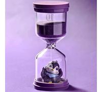 Clessidra per bambini in plastica infrangibile 10 minuti,Clessidra viola macaron con pinguino, timer visivo per bambini, timer per la vita, apprendimento, cucina, ricreazione
