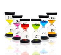 Clessidra Set, Colorata Clessidra Sabbia al contrario in Vetro Sand Clock Timer Sandglass Set, Play Game, Home Office Decoration, 1min / 3min / 5min / 10minuti / 15 minuti / 30minuti