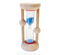 Hess Holzspielzeug 14594 - Orologio per dentatura in legno, per bambini e bambini, realizzato a mano, naturale puro, ca. 3,5 x 3,5 x 8 cm, clessidra con sabbia colorata, per uso quotidiano per lavarsi