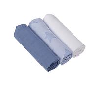 Clevamama 3540 Copertine in Mussola di Bambù per Neonato - Blu - 70x70 cm (Set di 3)