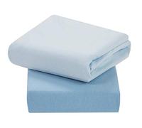 ClevaMama Set 2 Lenzuola Lettino Neonato in 100% Cotone, Coprimaterasso per Culla con Angoli Rettangolari Elasticizzati, Blu - 60 x 120 x 12 cm