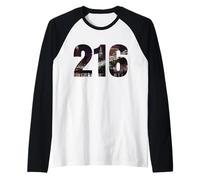 Cleveland Ohio 216 codice Area Skyline Maglia con Maniche Raglan