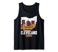 Cleveland, Orizzonte, Città, in, Ohio, Mappa, Stato, Silhouette, vendemm Canotta