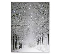 Clever Creations Poster su tela con luce a LED scintillante, con sentiero invernale innevato, 40 x 29,8 cm, dimensioni perfette per casa, soggiorno, ufficio o aula | Alimentazione a batteria