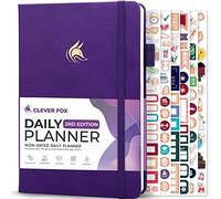 Clever Fox Agenda giornaliera 2a edizione - Organizzatore di attività a blocco orario non datato con programma orario e lista di cose da fare, formato A5, 6 mesi (viola)
