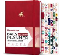 Clever Fox Agenda giornaliera 2a edizione - Organizzatore di attività a blocco orario non datato con programma orario e lista di cose da fare, formato A5, 6 mesi (rosso)