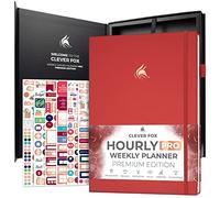 Clever Fox Agenda oraria Pro Premium - Pianificatore orario non datato con fessure giornaliere - agenda personale per la gestione del tempo - diario settimanale e mensile, formato A4 (rosso)