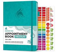 Clever Fox Agenda per appuntamenti - Agenda oraria con fasce orarie - Planner per lavoro quotidiano e cose da fare - settimanale e mensile, senza data, copertina rigida, formato A5 (turchese)