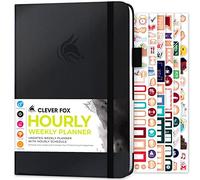Clever Fox Agenda settimanale e mensile non datata, con fessure orarie, agenda per appuntamenti e agenda giornaliera, formato A5, colore: nero