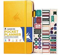 Clever Fox Agenda tascabile settimanale - Calendario mensile senza date, mini planner perfetto per borsa, 10 x 17,5 cm (giallo ambrato)