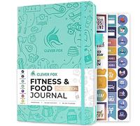 Clever Fox Diario di fitness e cibo, agenda nutrizionale e allenamento per donne e uomini, diario di dieta e palestra, con calendari, dieta e allenamento tracker, senza data, A5, copertina rigida