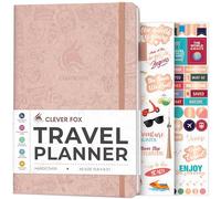 Clever Fox Diario di viaggio - Agenda per le vacanze con piano di bilancio, lista imballaggi, spese e diario di viaggio, organizer per itinerari di viaggio, per donne, uomini e coppie, formato A5, oro