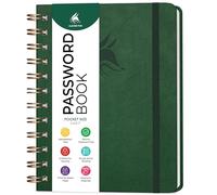 Clever Fox Libro delle password a spirale - Mini organizer per indirizzi Internet e password con linguette alfabetiche laminate - Piccolo diario per password - Copertina rigida, formato tascabile, 12