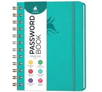 Clever Fox Libro delle password a spirale - Mini registro indirizzi Internet con linguette alfabetiche, piccolo custode password e organizer - Tasca 12 x 14 cm (turchese)