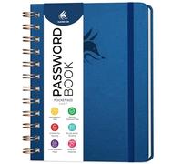 Clever Fox Libro delle password a spirale - Mini registro indirizzi Internet con linguette alfabetiche, piccolo custode delle password e organizer - Tasca 12 x 14 cm (blu mistico)