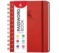 Clever Fox Libro delle password a spirale - Mini registro indirizzi Internet con linguette alfabetiche, piccolo custode password e organizer - Tasca 12 x 14 cm (rosso)