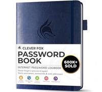 Clever Fox Libro delle password, con linguette alfabetiche, organizer per indirizzi Internet, piccola tasca per accesso al sito web, colore: blu scuro