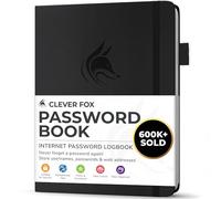 Clever Fox Libro delle password con linguette, organizer per indirizzi Internet e password, con linguette alfabetiche, tascabile, piccolo taccuino per accesso al computer e al sito web, colore: nero